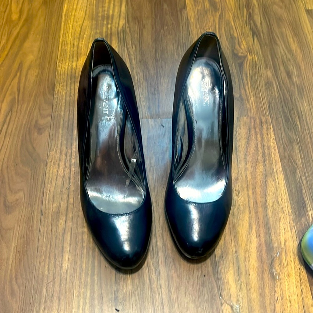 Alfani Maddy Leather Platform Pumps Heels Black 7.5M Career